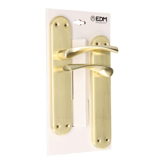 Edm Juego de Manillas 707 Latón Satinado Acero y Aluminio Placa 240 x 45 mm 1