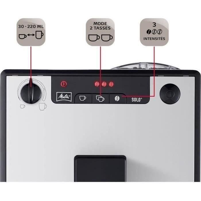 MELITTA E950-666 - Cafetera automática Solo Pure Silver - 1400W - 3 niveles de intensidad - Recipiente para granos de 125g 3 MELITTA E950-666 - Cafetera automática Solo Pure Silver - 1400W - 3 niveles de intensidad - Recipiente para granos de 125g 3