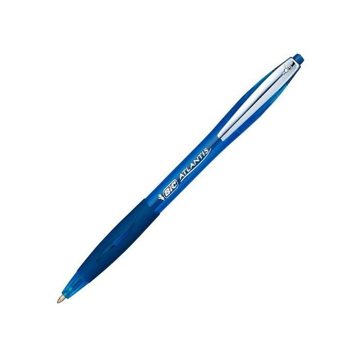 Bic Bolígrafo Retráctil Atlantis Soft Punta Media 1.0 mm Azul Caja 12 Ud