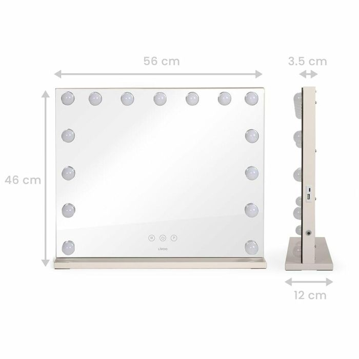 Espejo de maquillaje - LIVOO - DOS207 - 56 x 44 cm - 15 LED - 3 modos de luz 1 Espejo de maquillaje - LIVOO - DOS207 - 56 x 44 cm - 15 LED - 3 modos de luz 1
