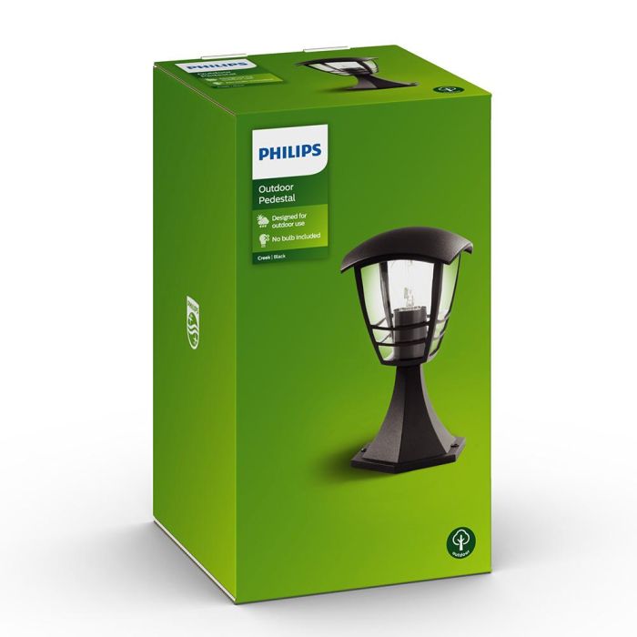 Philips Aplique exterior creek E27 60W Negro Farola Sobremuro IP44 Sin Bombilla 1