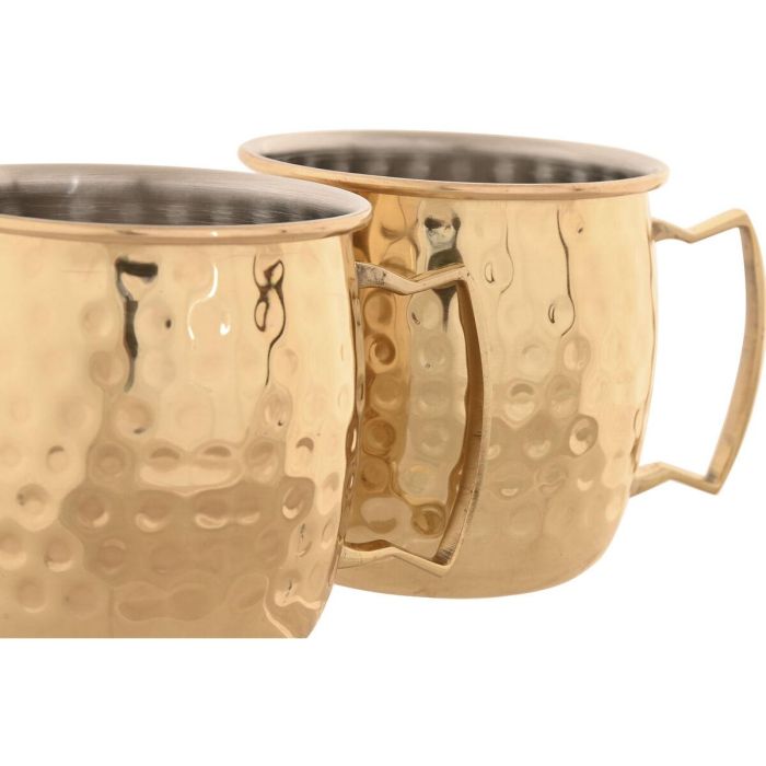 DKD Home Decor Mug Loft Dorado Inox 480ml Set de 2 Piezas 9.5 x 9 x 12 cm 1