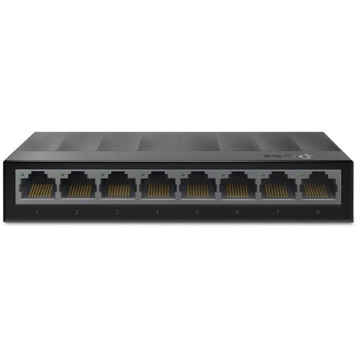 TP-Link LS1008G Conmutador de Red No Administrado, 8 Puertos Gigabit Ethernet RJ45, Switch 10/100/1000 Mbps, Color Negro, Soporte para Montaje en Pared