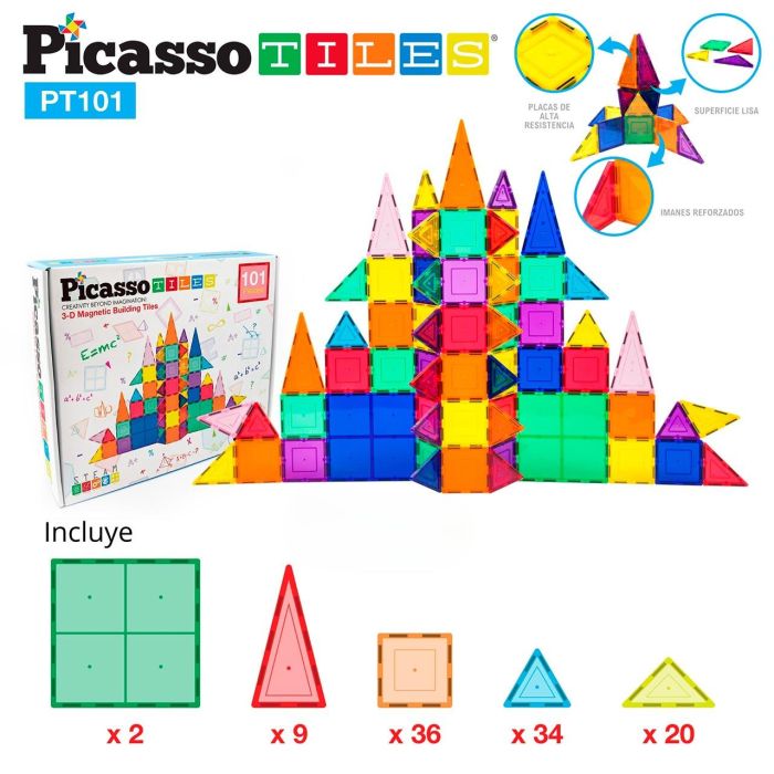 Picasso Tiles Bloques Magnéticos 101 Piezas para Niños +3 Años Juguete Educativo STEM Construcción Creativa 1 Picasso Tiles Bloques Magnéticos 101 Piezas para Niños +3 Años Juguete Educativo STEM Construcción Creativa 1