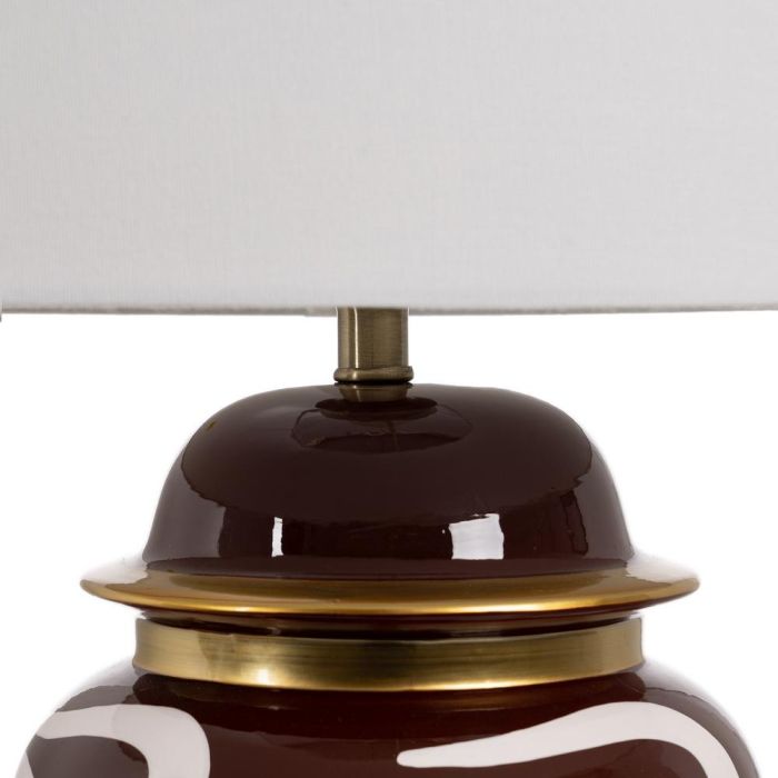 Lámpara Mesa Blanco-Marrón Porcelana 24 X 24 X 50 cm