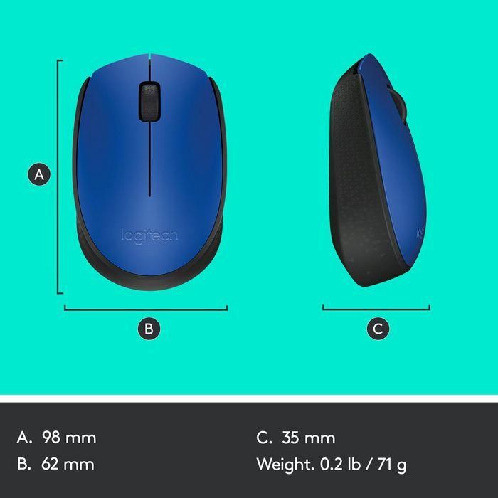 Logitech M171 Wireless Mouse, RF Wireless, Alkaline, Blue 11 Logitech M171 Wireless Mouse, RF Wireless, Alkaline, Blue 11