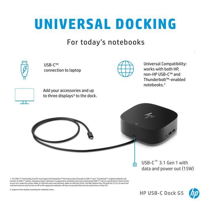 HP USB-C Dock G5 Universal Docking Station para Portátiles USB-C 6