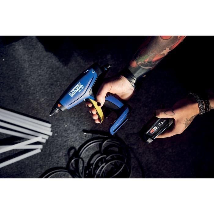 Rapid BGX500 Pistola de pegamento 18V a batería, 900 g/h, con Maletín, Batería 2.5Ah y Cargador 4