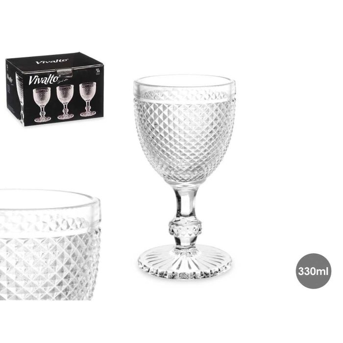 Copa Diamante Vino Transparente 330 ml Vivalto - Vidrio, 8.8x16.3x8.8 cm (36 Unidades) Copa Diamante Vino Transparente 330 ml Vivalto - Vidrio, 8.8x16.3x8.8 cm (36 Unidades)