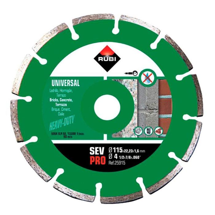 Rubi Disco Diamantado Sev Ø115mm Pro R25915 para Ladrillo, Terrazo, Hormigón