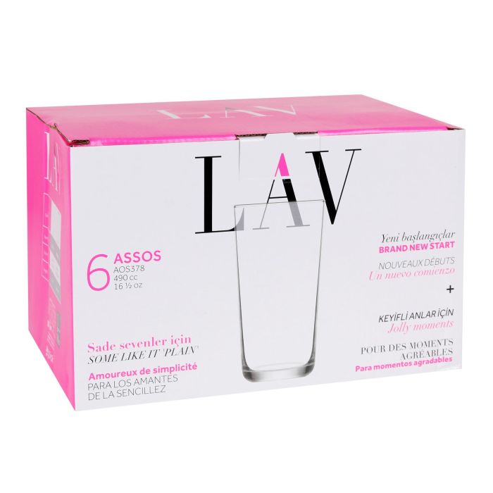 Lav Set de 6 Vasos Altos Assos con capacidad de 490 ml y una altura de 14,8 cm (8 Cajas) 8