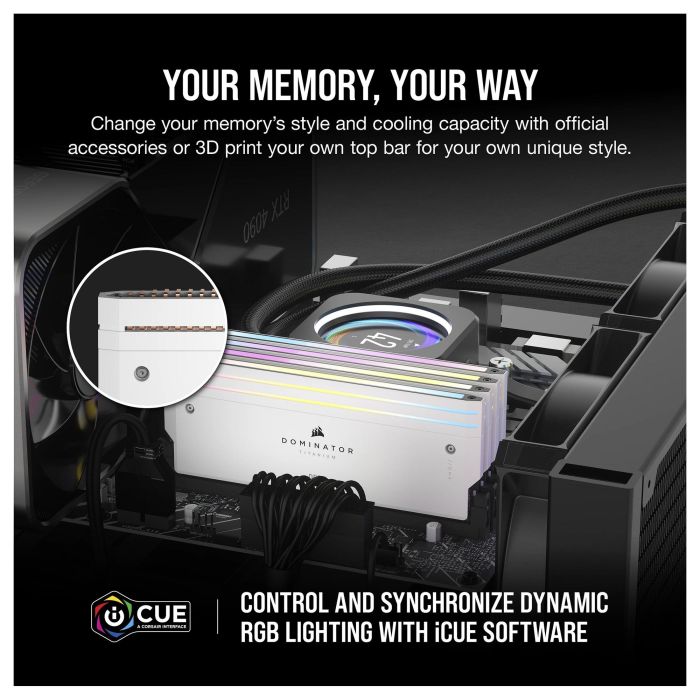 Corsair CMP64GX5M2B6400C32W Kit 64GB DDR5 6400MHz CL32 Dominator Titanium RGB Blanco (2x32GB) para PC