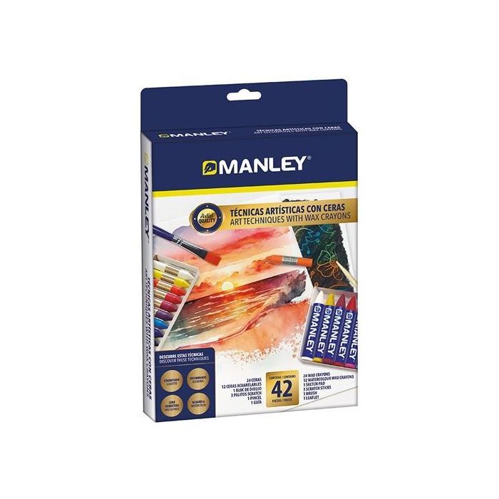 Manley Set De Técnicas Artísticas Con Ceras Caja 42 Piezas C-Surtidos