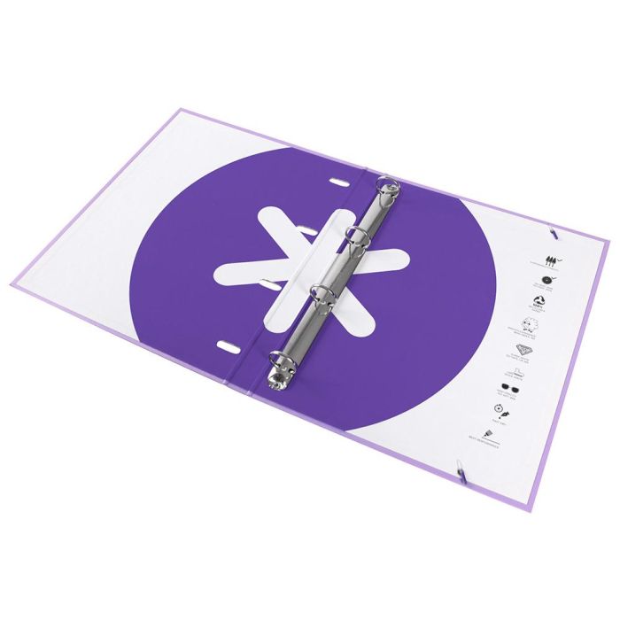 Carpeta Con Recambio Antartik A4 Cuadro 5 mm Forrada 4 Anillas 25 mm Redondas Color Lavanda 8