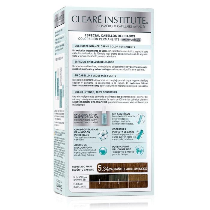 Clearé Institute COLOUR CLINUANCE Cabello Delicado #5.34 Castaño Claro Luminoso 1 Und