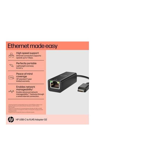 HP USB-C to RJ45 Adapter G2 9 HP USB-C to RJ45 Adapter G2 9