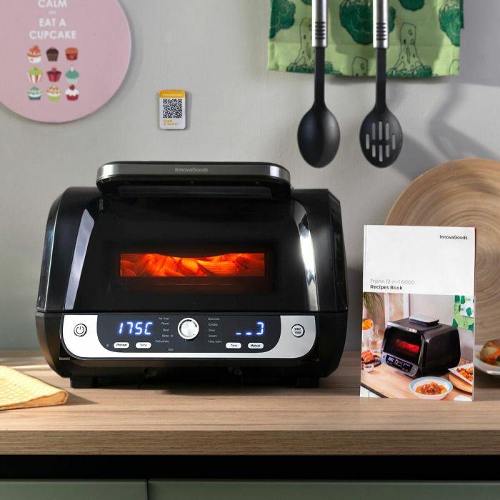 Freidora de Aire con Grill, Accesorios y Recetario InnovaGoods Fryinn 12-in-1 6000 Negro Acero 3400 W 6 L 9 Freidora de Aire con Grill, Accesorios y Recetario InnovaGoods Fryinn 12-in-1 6000 Negro Acero 3400 W 6 L 9