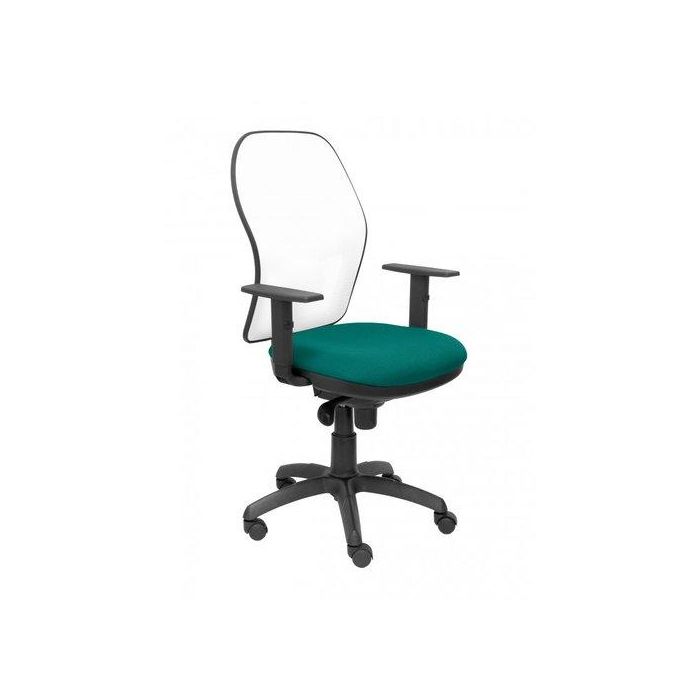 Silla Piqueras Y Crespo Jorquera Brazos Regulables Mecanismo Sincro Con Regulador De Tension Respaldo De Malla Blanca Y Asiento Tapizado Bali Verde Turquesa