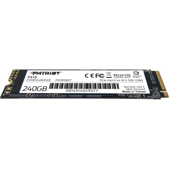Patriot P310 240 GB M.2 NVMe SSD (PCIe 3.0 x4) para PC/Portátil, 1700 MB/s Lectura, 1000 MB/s Escritura 2 Patriot P310 240 GB M.2 NVMe SSD (PCIe 3.0 x4) para PC/Portátil, 1700 MB/s Lectura, 1000 MB/s Escritura 2