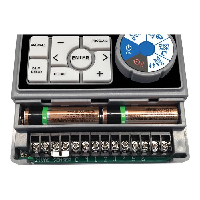 Aqua Control Programador de Riego Access 6 para 6 Zonas, 2 Modos, Arranque Bomba, Sensor Lluvia, Display LCD 2