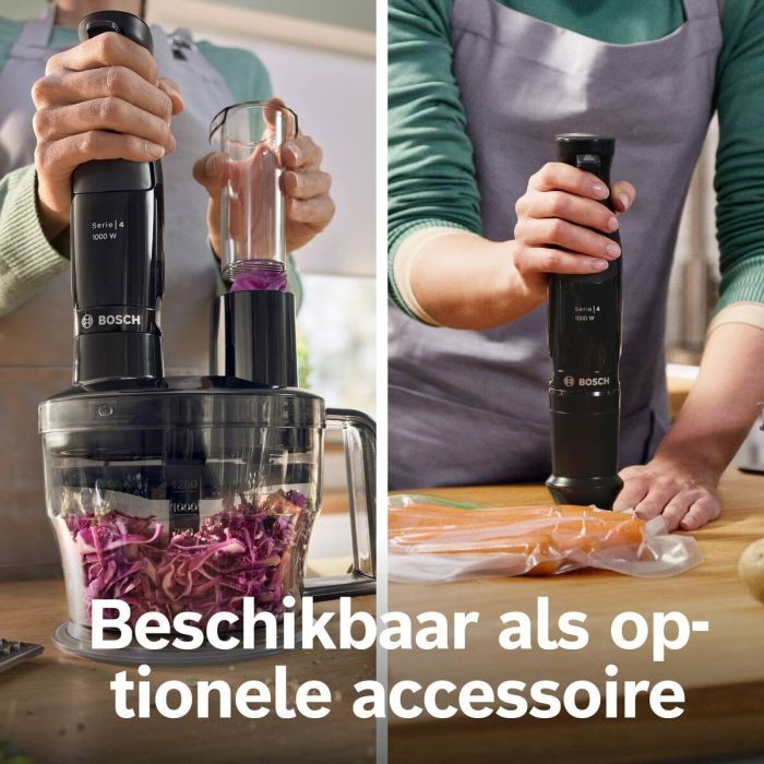 Bosch MSM4B621 Batidora de Mano 1000W con 4 Cuchillas Afiladas, Bol Mezclador, Mini Picadora, Varillas y Engranaje Cerámico