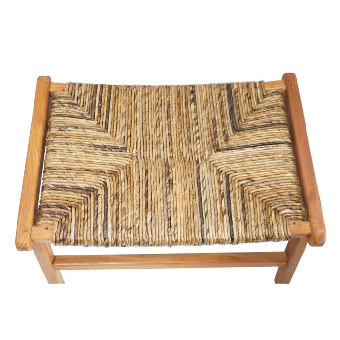 DKD Home Decor Descalzadora Alpino de Teca y Fibra Natural Marrón Claro – Banco Zapatero Asiento 65x47x40 cm, Altura Asiento 39 cm 2