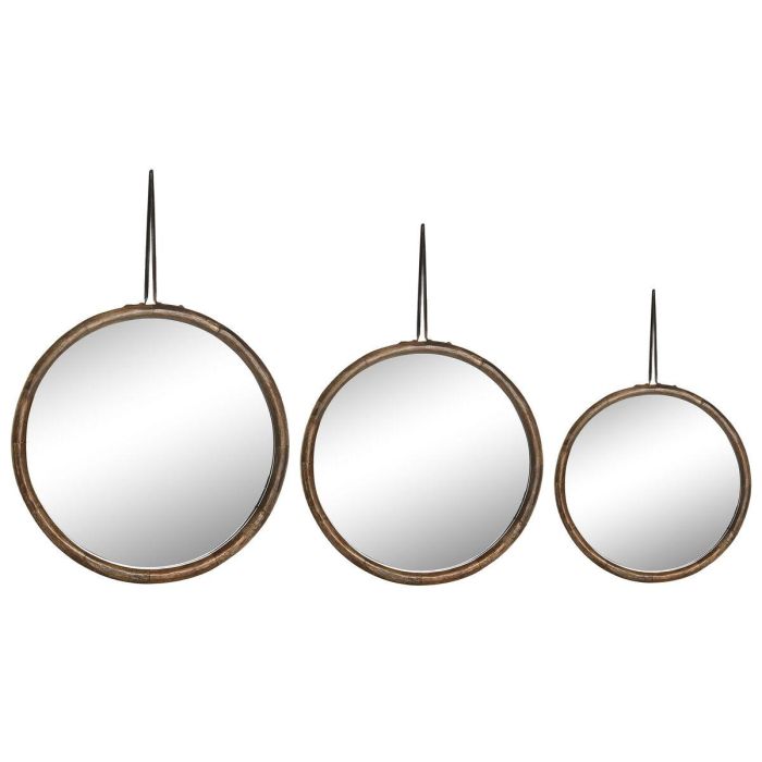 Espejo de pared Home ESPRIT Natural Tropical (3 Piezas)