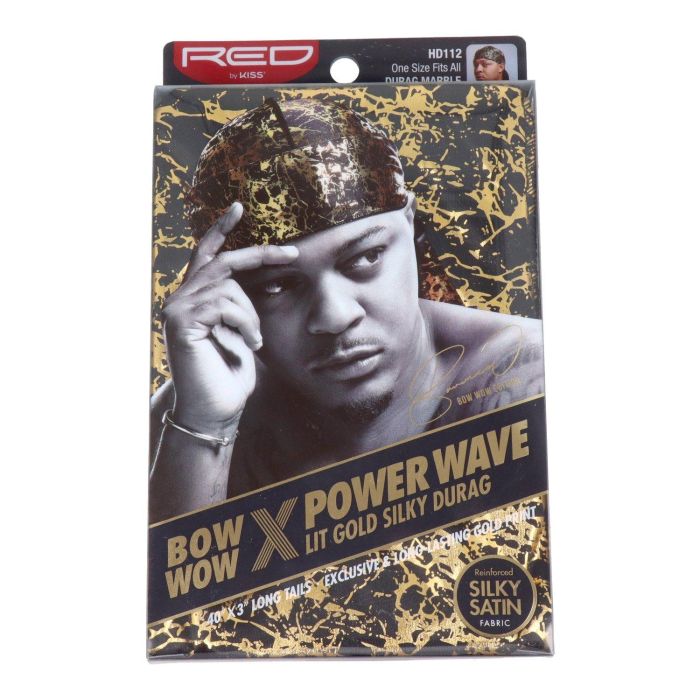 Red Kiss Gorro de tela gruesa reforzada con construcción duradera Power Wave Lit Silky Durag Marble