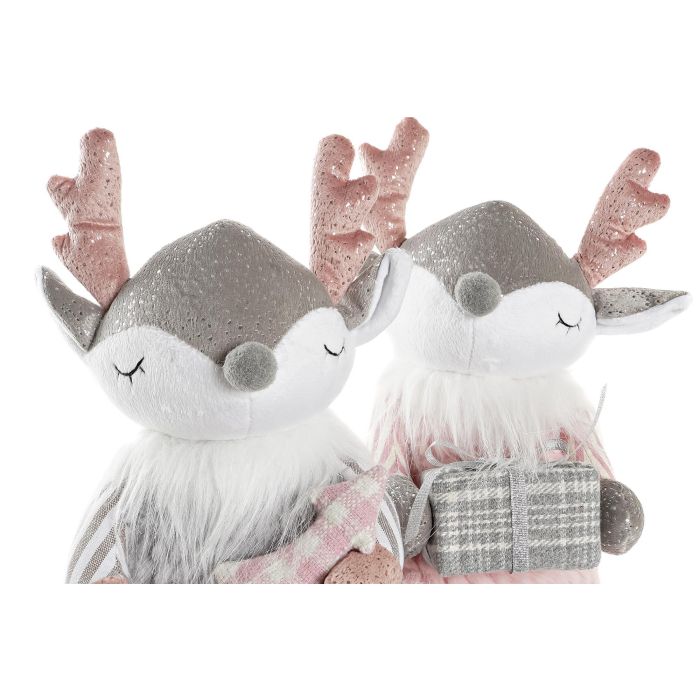 DKD Home Decor Figura Navidad Ciervo Fantasía Poliester Rosa Gris 17x28x14 cm Pack 2 Unidades 1 DKD Home Decor Figura Navidad Ciervo Fantasía Poliester Rosa Gris 17x28x14 cm Pack 2 Unidades 1