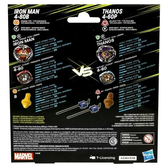 Colaboración Beyblade X Marvel, Iron Man 4-80B vs. Thanos 4-60B, multipack, a partir de 8 años 3