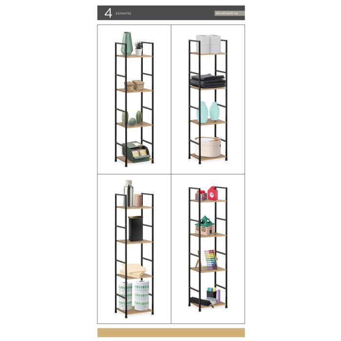 Confortime Estantería de 4 Niveles de Metal y Madera Negra (2 Unidades) 6