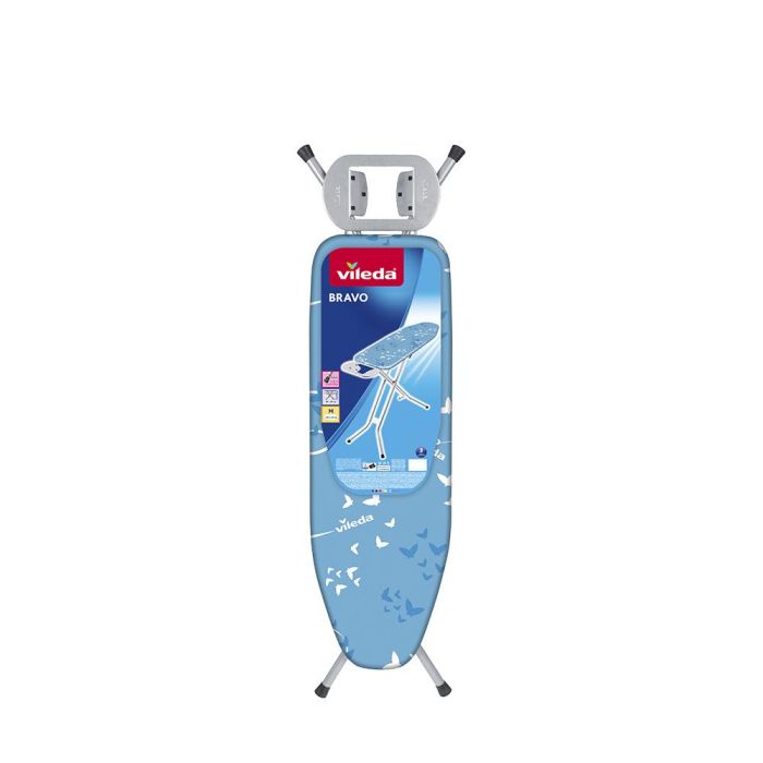 Vileda Tabla de planchar Bravo 120 x 38 cm, ligera, altura regulable 97 cm, acero, azul 1