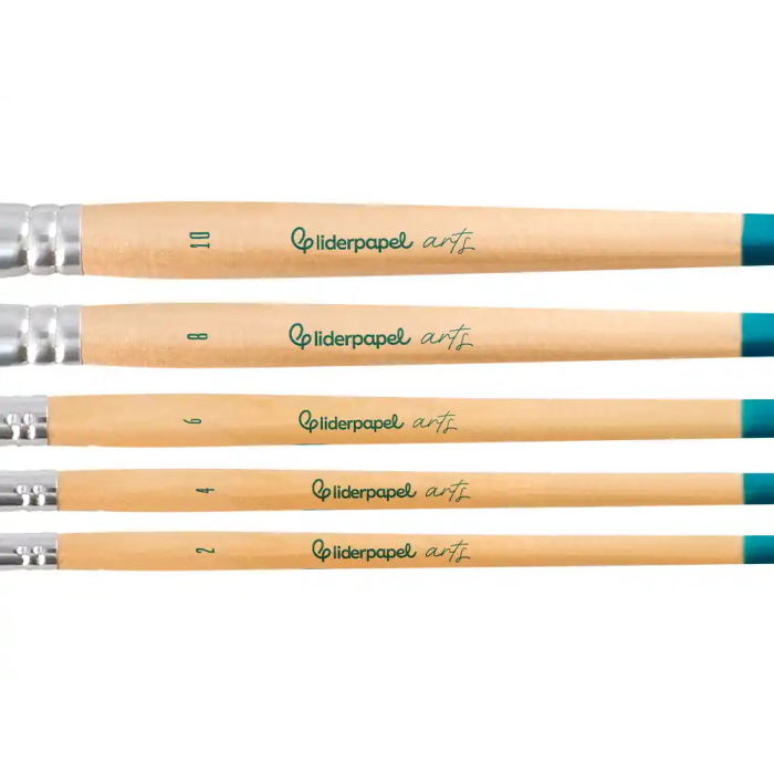 Liderpapel Pinceles Sintéticos Punta Lengua de Gato Bolsa de 5 Unidades Tamaños Surtidos Certificado FSC 5