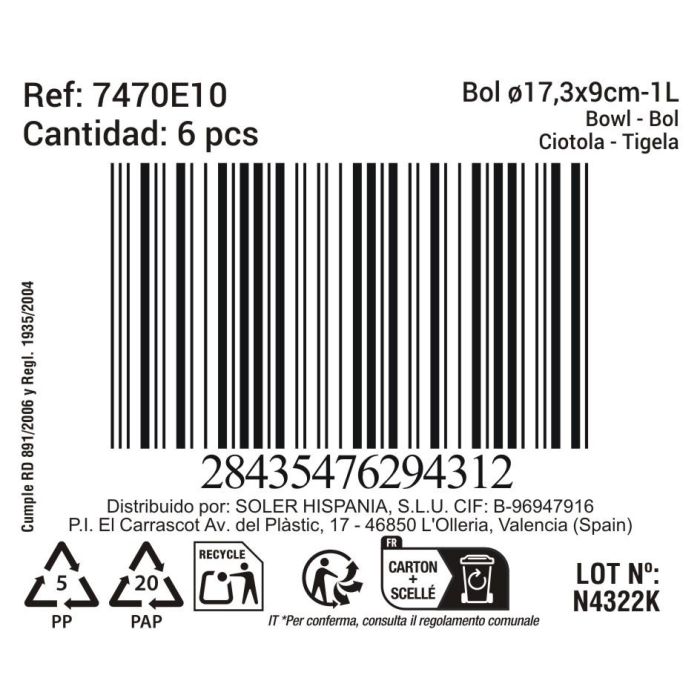 La Mediterranea Bol Black Clay 1000 ml, 17.3 x 9.4 x 17.5 cm (12 Unidades) 2