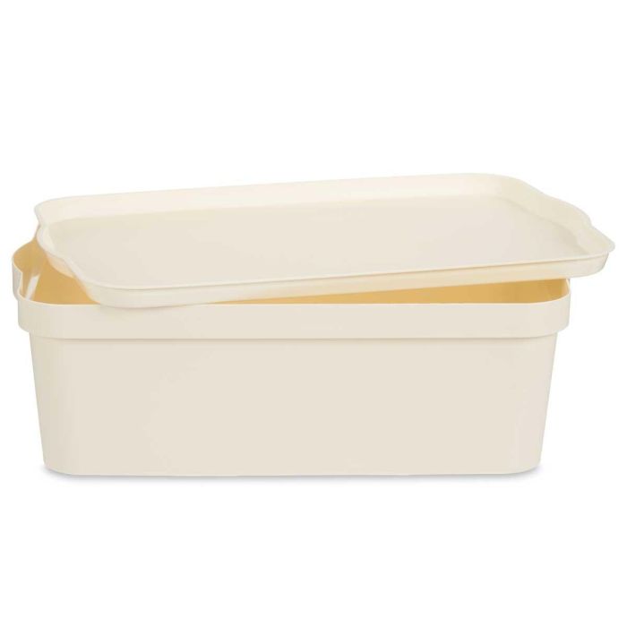 Kipit Caja Plástico con Tapa 14L Crema 29.5x14.3x45cm (Set de 12) 2