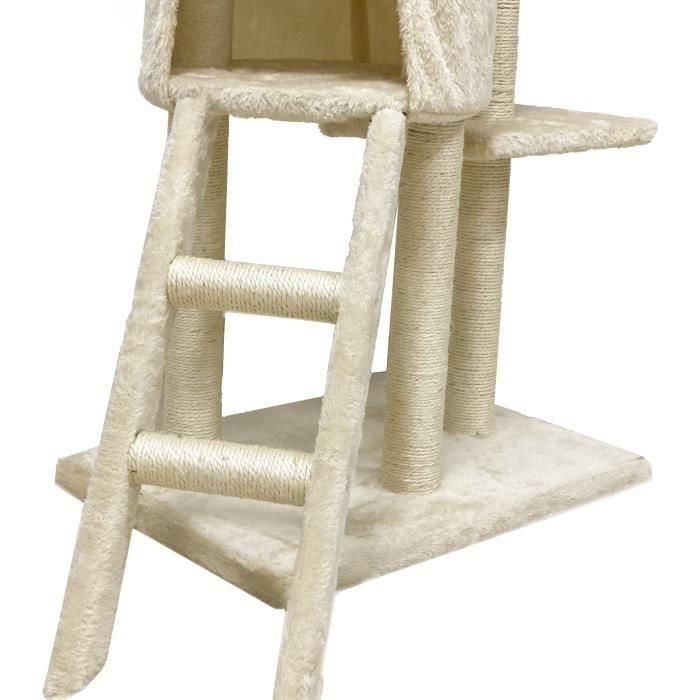 JIPSY ALC12 Árbol para Gatos Mediano con Nicho, Rascador de Sisal y Felpa, 3 Plataformas y Escalera Beige 79x34x138 cm 5 JIPSY ALC12 Árbol para Gatos Mediano con Nicho, Rascador de Sisal y Felpa, 3 Plataformas y Escalera Beige 79x34x138 cm 5
