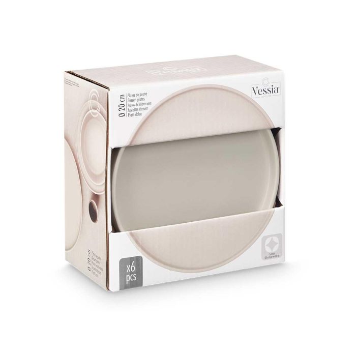 Plato Postre 20 Cm Liso Gris Vessia (24 Unidades) 1 Plato Postre 20 Cm Liso Gris Vessia (24 Unidades) 1