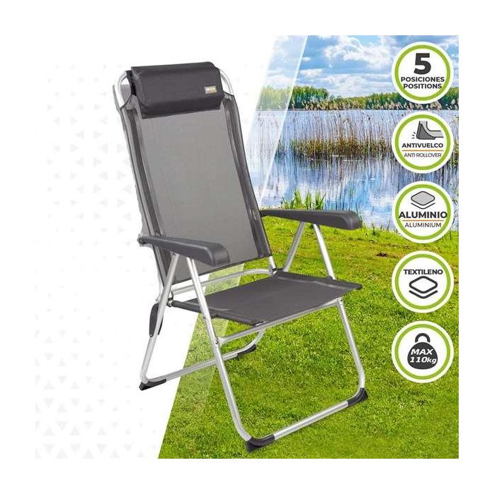Silla camping aluminio reclinable 5 posiciones 44x55x101cm 9 Silla camping aluminio reclinable 5 posiciones 44x55x101cm 9