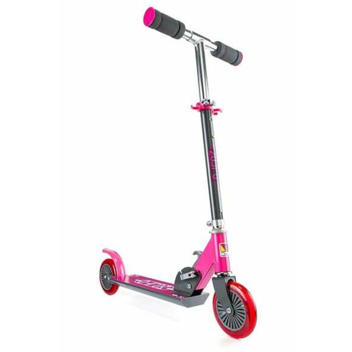 Patinete 2 ruedas plegable rosa. altura con dos posicones 72-77 cm soporta 50 kg