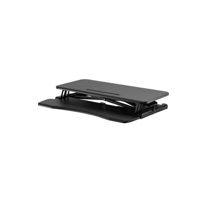 Ewent EW1545 Estación de Trabajo Ajustable Sentado/De Pie con Resorte de Gas, Elevación 11-50.5cm, Superficie 80x40cm, Bandeja Teclado, Soporte Tablet/Móvil, Negro 1