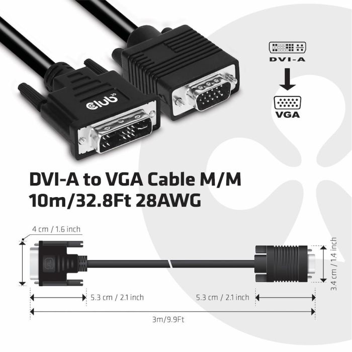 Club3D Kabel DVI > VGA 3m St/St 2 Club3D Kabel DVI > VGA 3m St/St 2