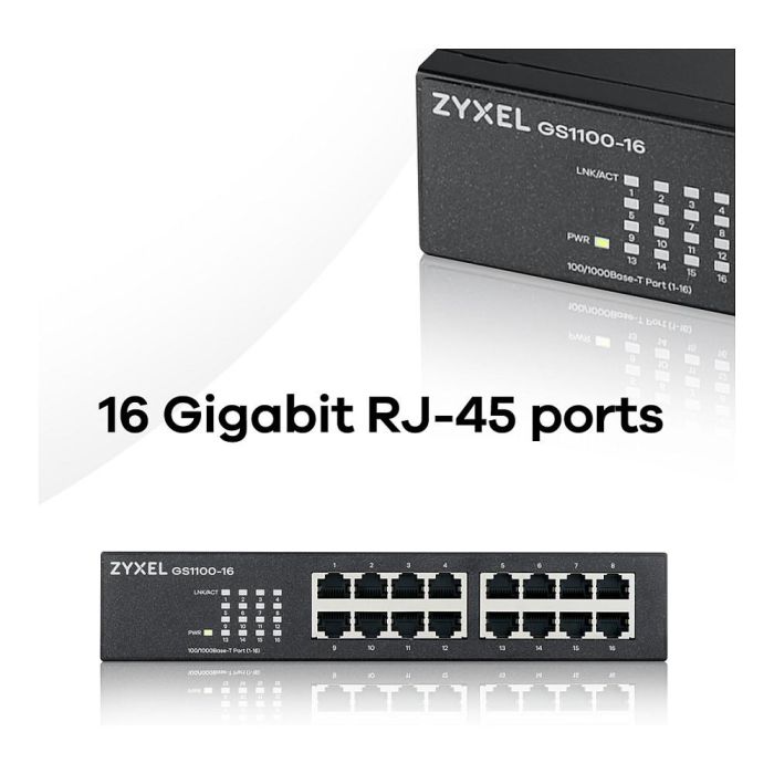 Zyxel GS1100-16 EU0103F Switch No Administrado Gigabit Ethernet 16 Puertos Montaje Rack Fuente Alimentación Incluida 7