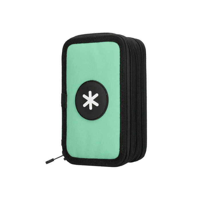 Antartik Plumier Escolar Triple Cremallera Color Menta 36 Piezas 2