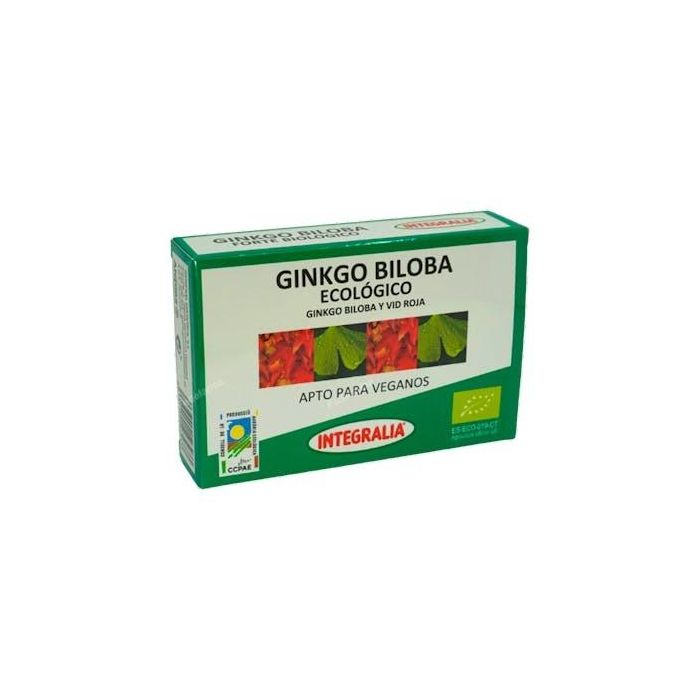 INTEGRALIA Ginkgo Biloba Forte Ecológico con Vid Roja para Circulación 60 Cápsulas
