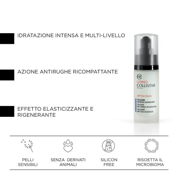 Collistar UOMO ATTIVI PURI Tratamiento Facial Colágeno, Vitamina E, Malaquita 30 ml – Mejora Elasticidad y Arrugas 4