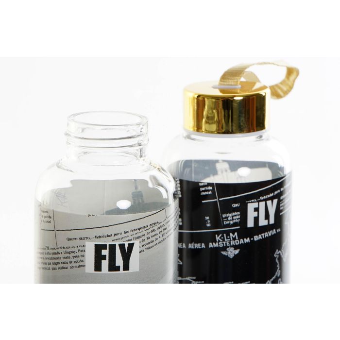 DKD Home Decor Botella Vintage 550ml Borosilicato e Inox, Cierre Hermético, Apto Lavavajillas/Microondas, Negro Blanco, Pack 6 Unidades 2 DKD Home Decor Botella Vintage 550ml Borosilicato e Inox, Cierre Hermético, Apto Lavavajillas/Microondas, Negro Blanco, Pack 6 Unidades 2