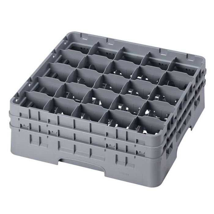CAMBRO - 25S534-151 - Cesta de lavado 25 comp. 2 alturas - 8,7 cm Ø máx. - alt. máx. 14,9 cm - 50 x 50 x 18,4 cm - Gris claro