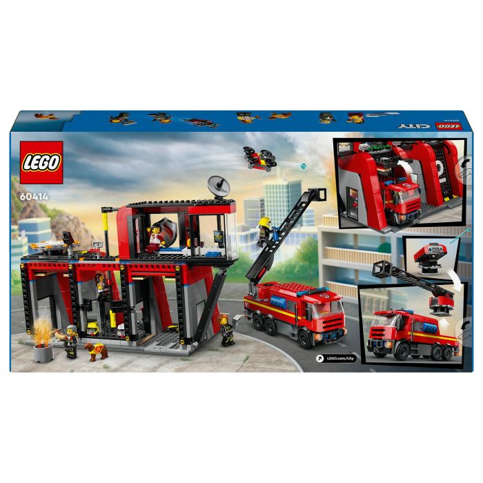 LEGO 60414 Estación de Bomberos y Camión de Bomberos, Figura de Perro de Juguete y 5 Minifiguras, Regalo Infantil 30