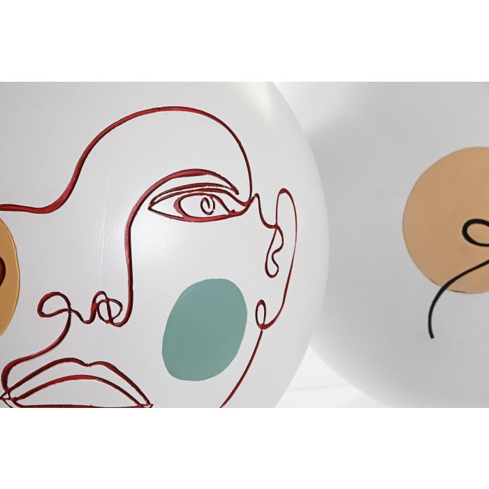 DKD Home Decor Jarrón Multicolor Blanco Cara Abstracto Resina (2 Unidades) 25.5 x 22 x 25.5 cm 1