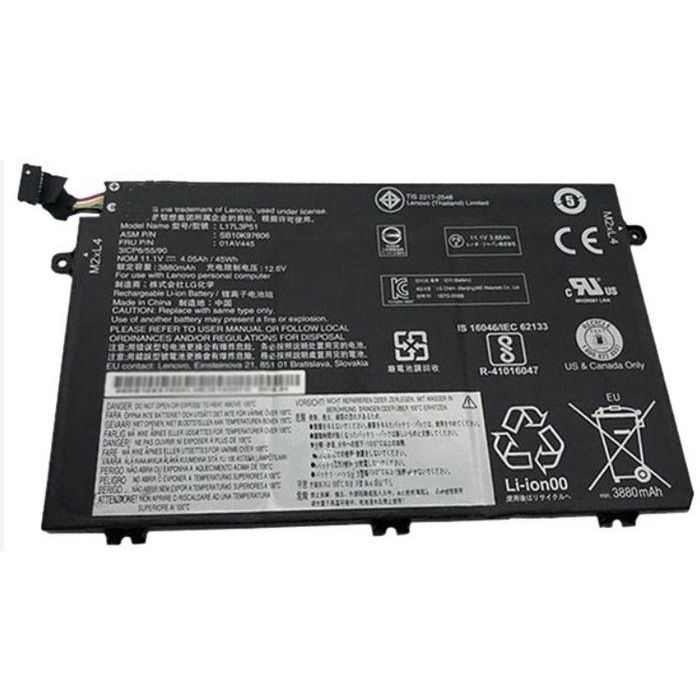 Lenovo 3-cell Li-ion battery, 45Wh capacity, 11.1V voltage, compatible with Lenovo ThinkPad E480, E485, E495 models. Lenovo 3-cell Li-ion battery, 45Wh capacity, 11.1V voltage, compatible with Lenovo ThinkPad E480, E485, E495 models.